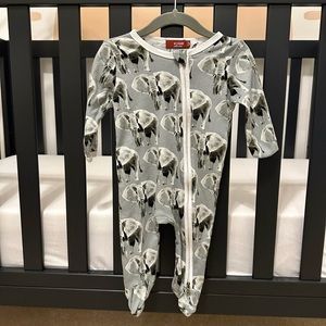 Milk Barn Organic Bamboo Footed Pajamas, Elephant, 3-6 Monthd